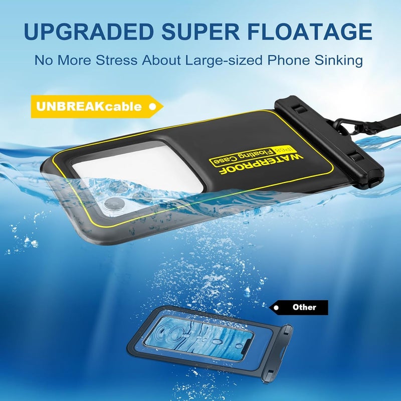 Razobws Waterproof Phone Pouch 2 Pack, IP68 Floating Waterproof Phone Case, Up to 8.3" Dry Bag for iPhone 17 16 15 14 13 Pro Max Samsung S25 Ultra S24 S23, Kayak/Beach/Cruise Travel Essentials Black - Image 5